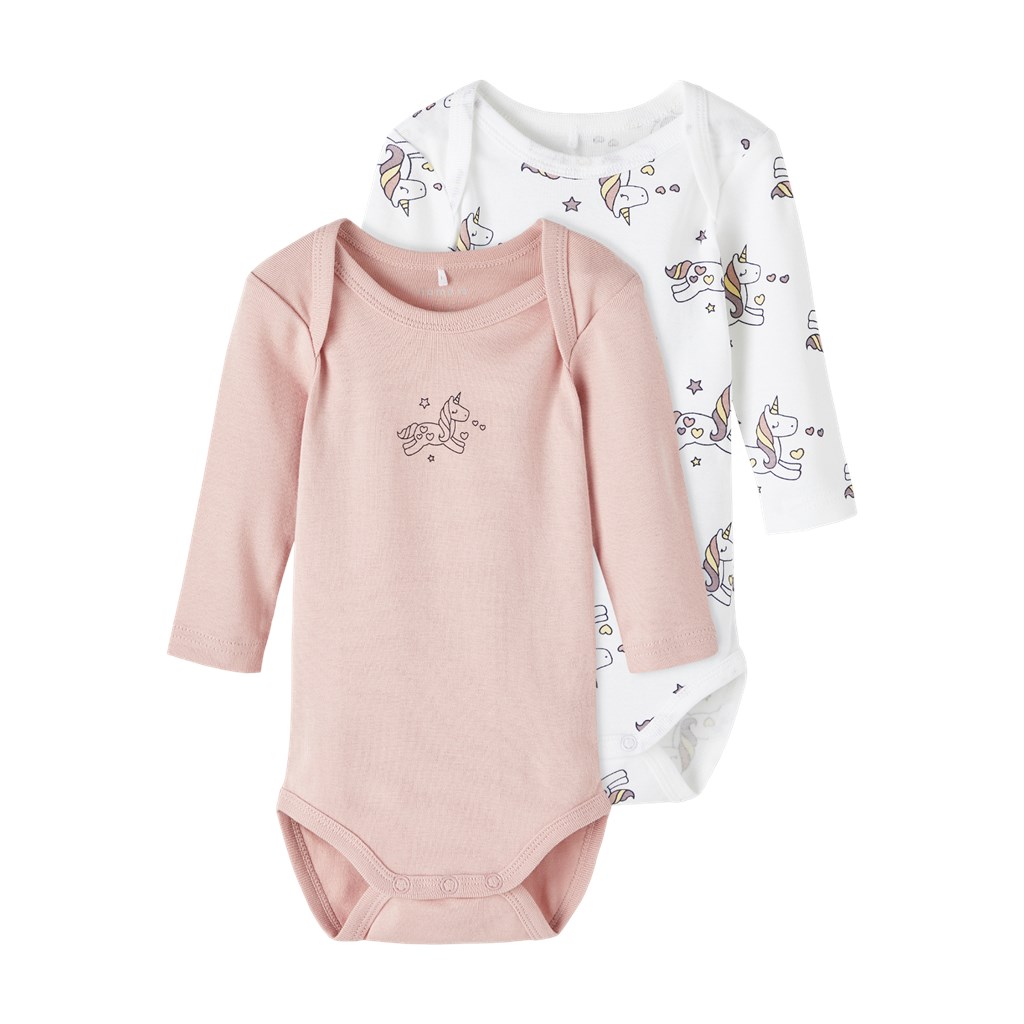 2 Pak Langærmet Body Unicorn Bright White fra Name It