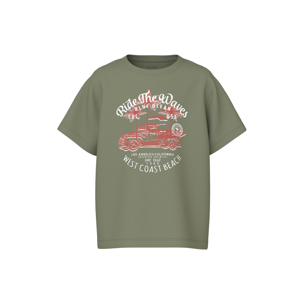Løs T-Shirt Vagno Oil Green fra Name It - Sejt Design!