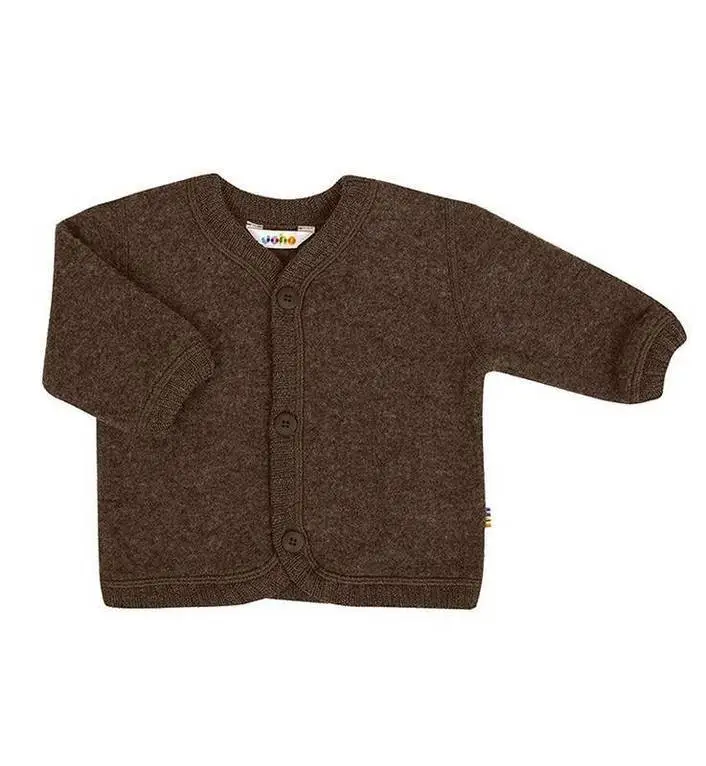 Mørk Bark Cardigan i Blød Softuld til Babyer fra Joha
