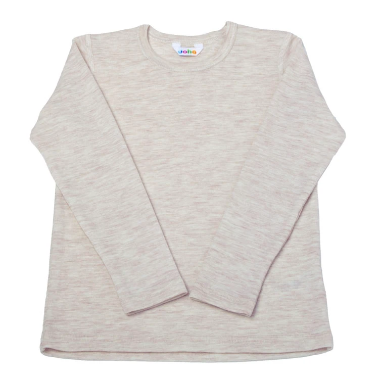 Beige Langærmet Merinould Bluse fra Joha - Fantastisk Tilbud!