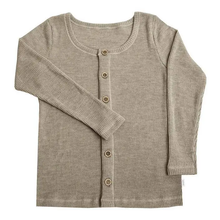 Brun Ribbet Uld Cardigan til Kvinder fra Joha Dame