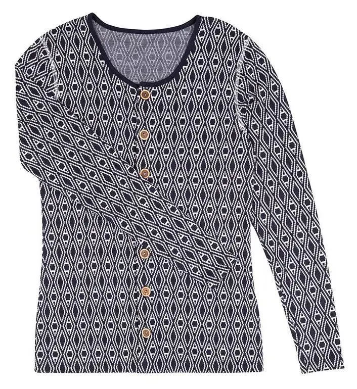 Joha Dame Cardigan i Vævet Uld med Harlekin Mønster