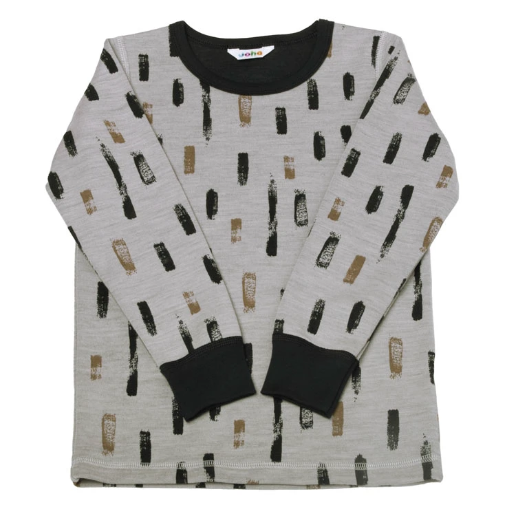Beige Langærmet Bluse med Penselstrøg Print fra Joha
