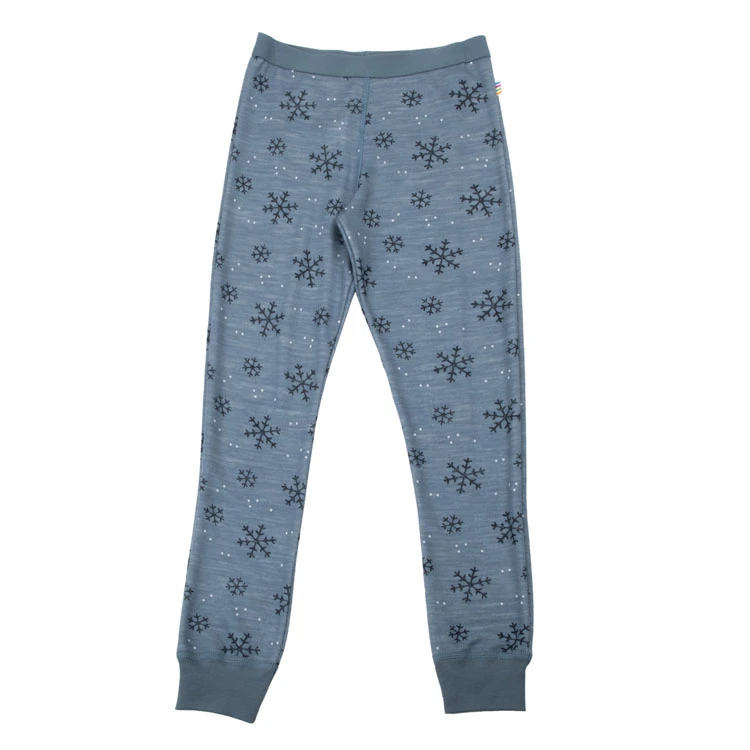 Blå Leggings med Snefug Print i Uld Silke fra Joha