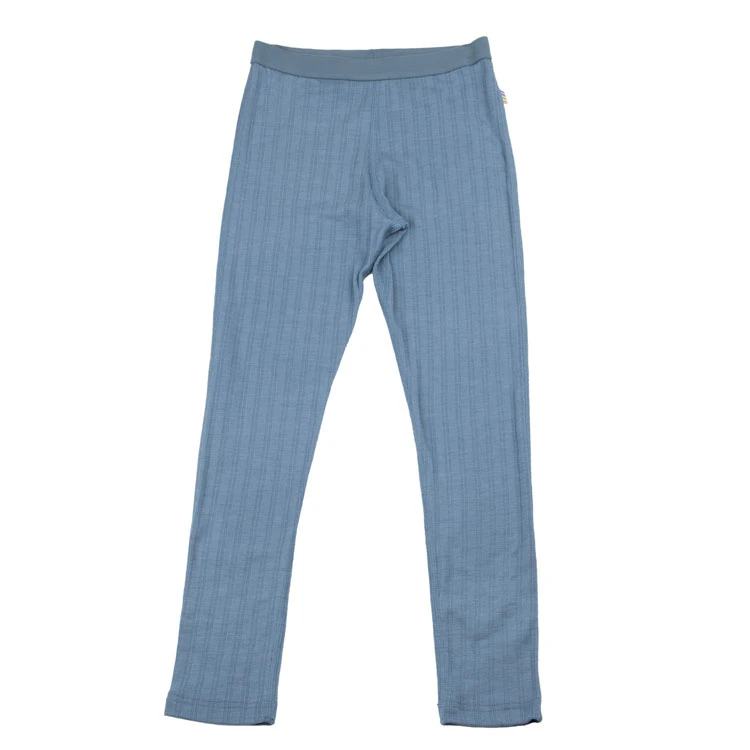 Blå Ribsmønstrede Leggings i Uld Silke fra Joha