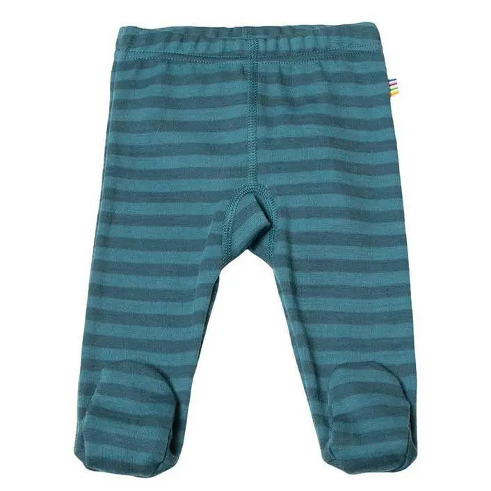 Blåstribede Uldleggings med Fod til Baby fra Joha