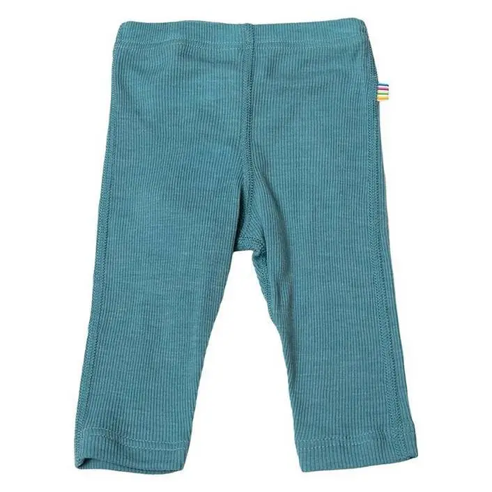 Baby Leggings i Blå Uld Silke med Ribform fra Joha