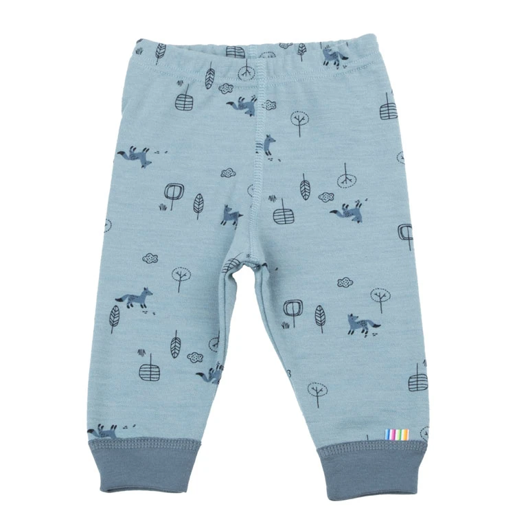 Blå Leggings med Ræveprint i Uld og Bomuld fra Joha