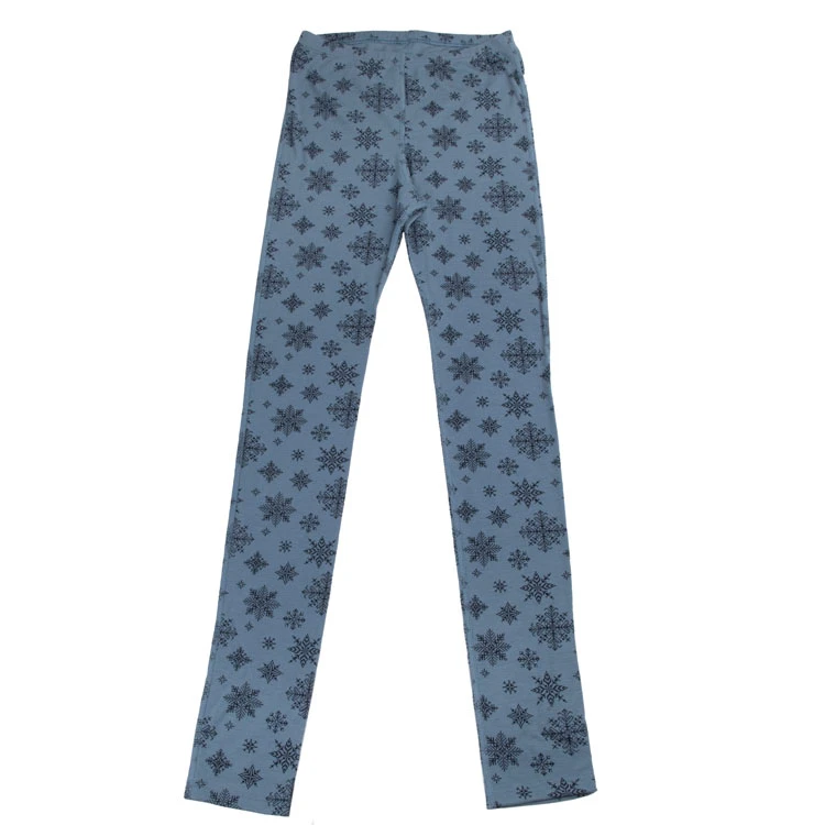 Blå Leggings med Snefug Print i 100% Merinould fra Joha