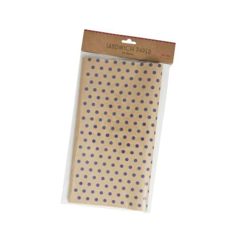 50 Stk. Blå Sandwichpapir med Dots fra Rice