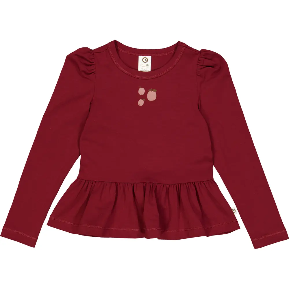 Apple Printet Bluse Med Peplum   Cabernet   110 fra Müsli