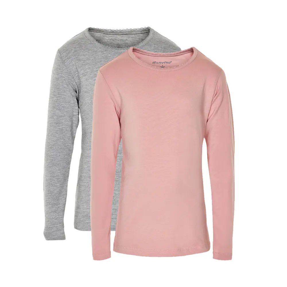 2 Pak Basic Bluser med Broderi fra Minymo