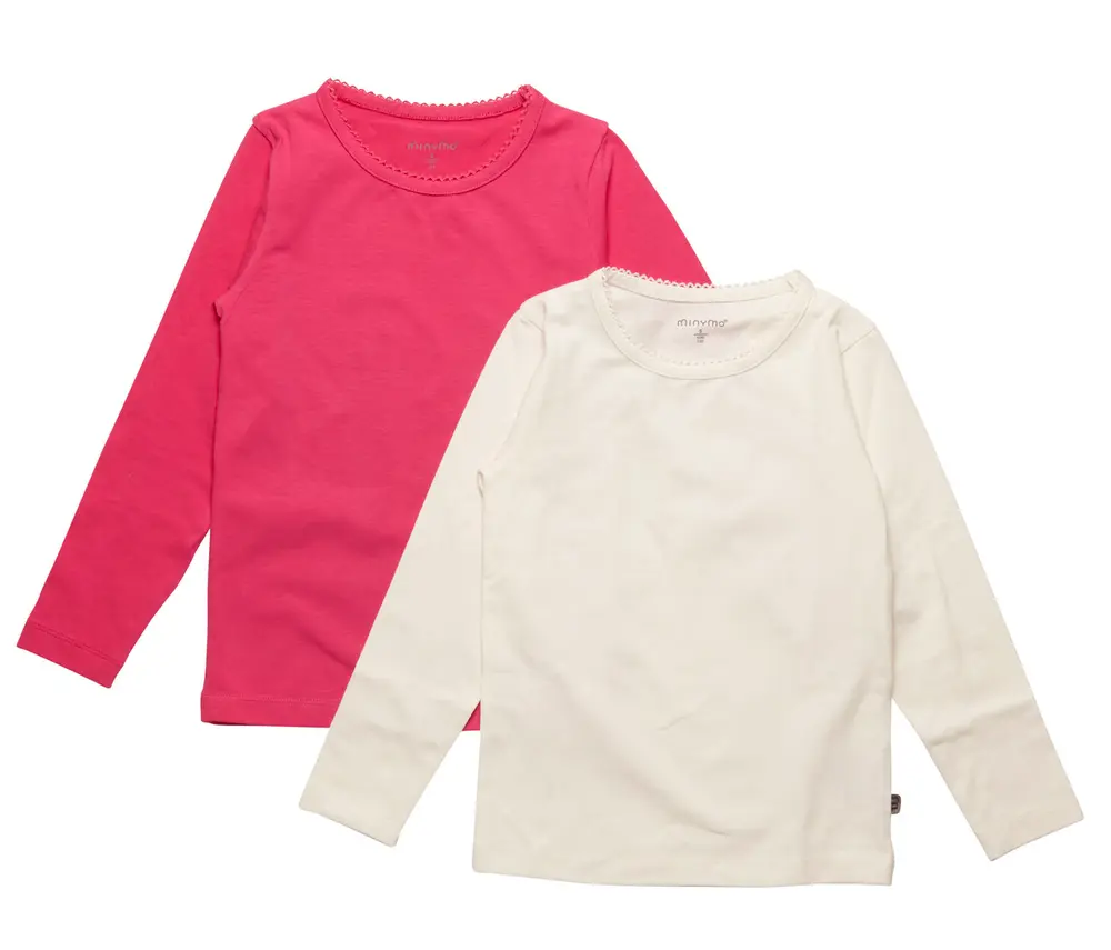 2 Pak Basic Bluser i Mørk Pink fra Minymo