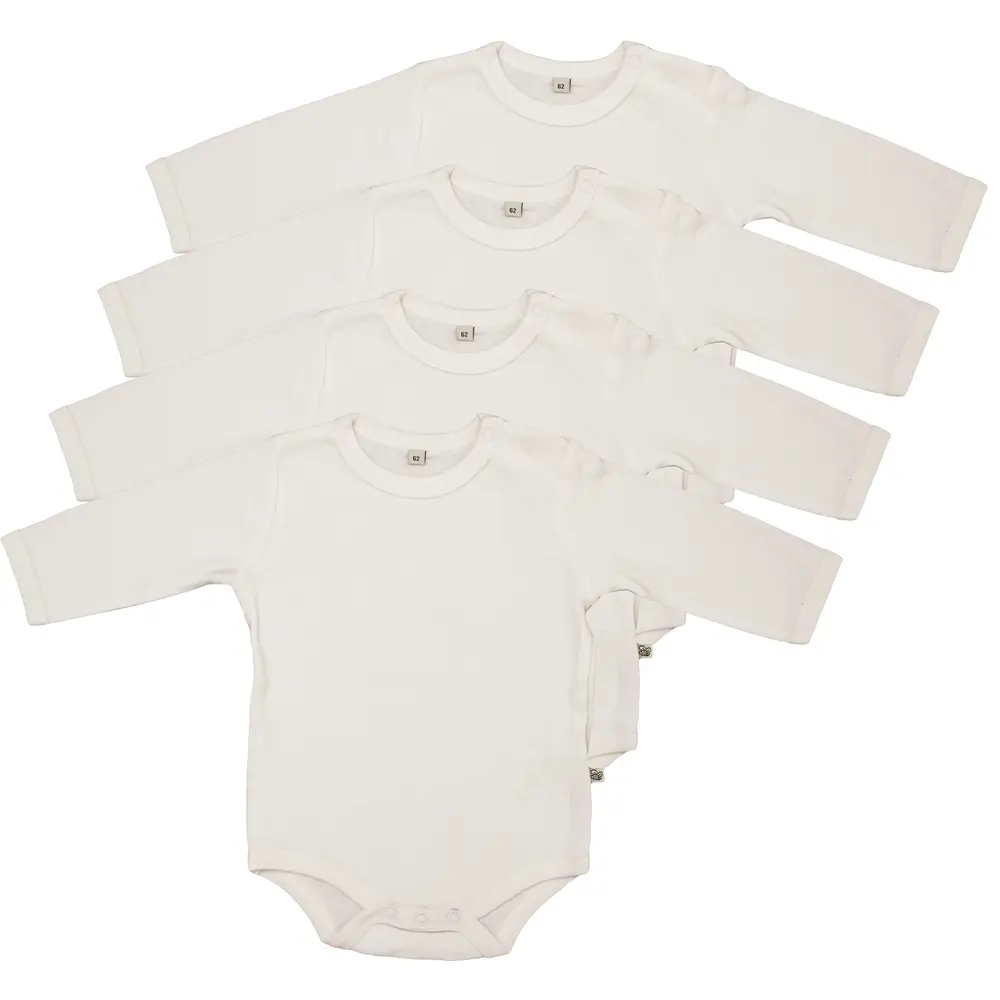 4 Stk Hvide Langærmede Bodystockings fra Pippi - Fantastisk Tilbud!