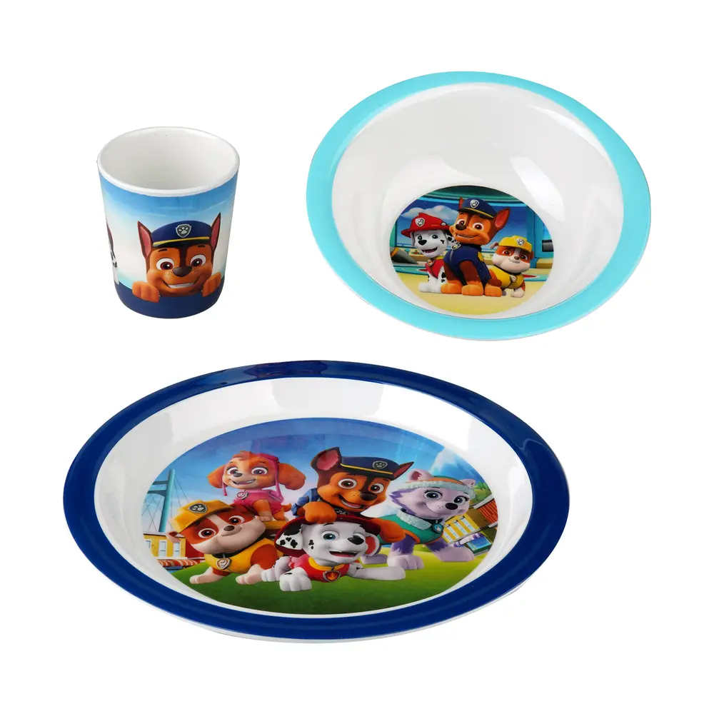 3-delt spisesæt i blå med Paw Patrol - BPA-frit!