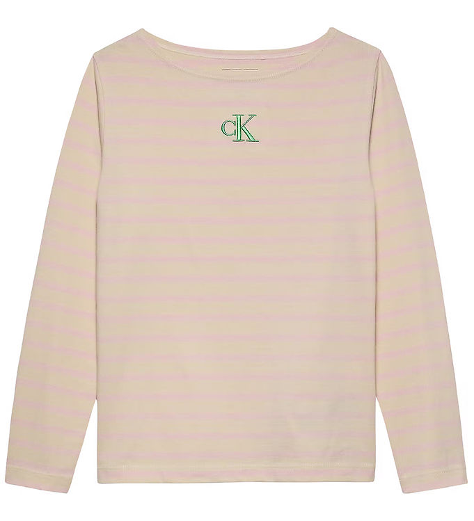 Bluse   Boatneck Stripe   Turtledove Chalk Pink Str fra Calvin Klein