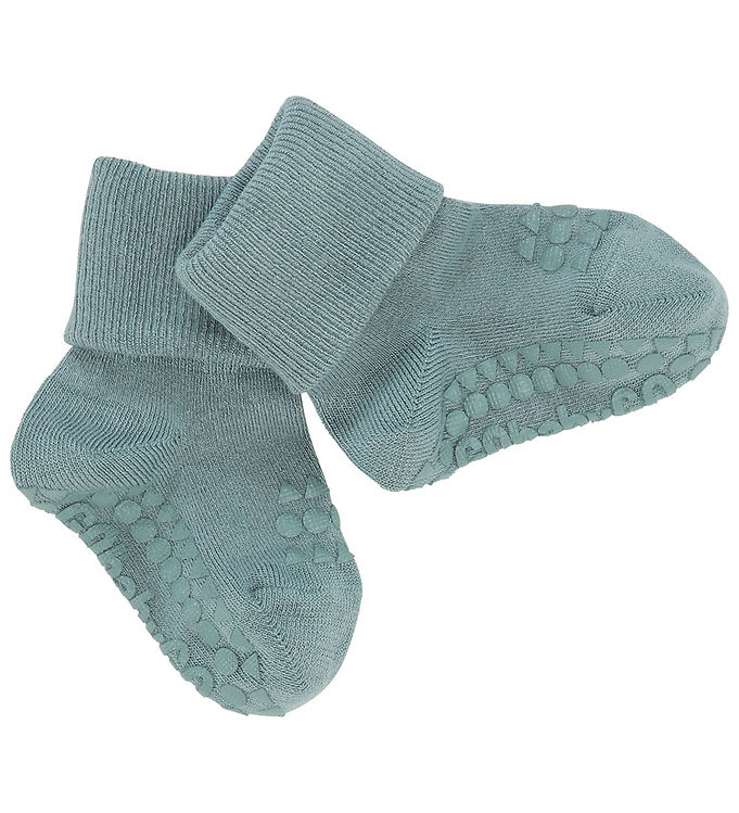 Bambus Non-Slip Strømper i Dusty Blue fra Gobabygo