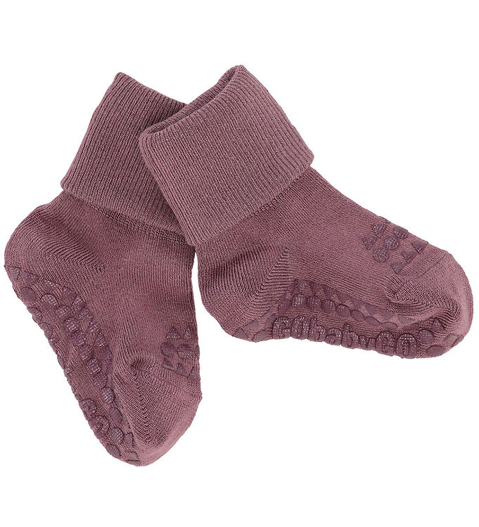 Bambus Non-Slip Strømper Misty Plum fra Gobabygo