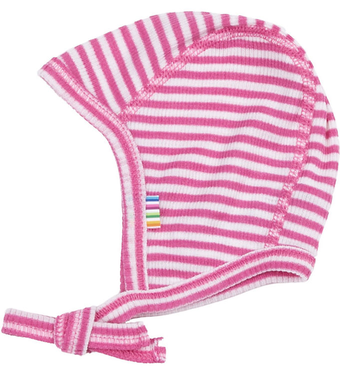 Babyhjelm   Rib   Uld Silke   Off White Pink fra Joha