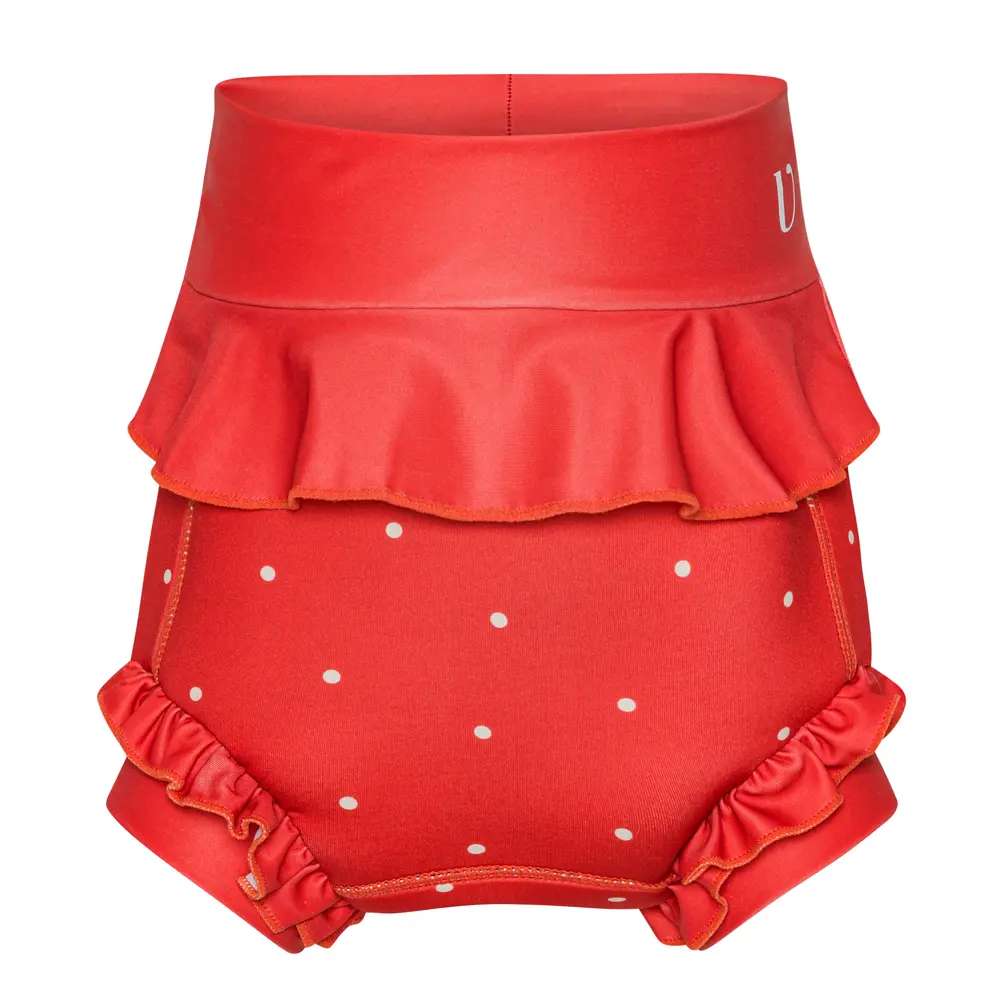 Badeble i Neopren med Frill og Bær Dots til Svømning