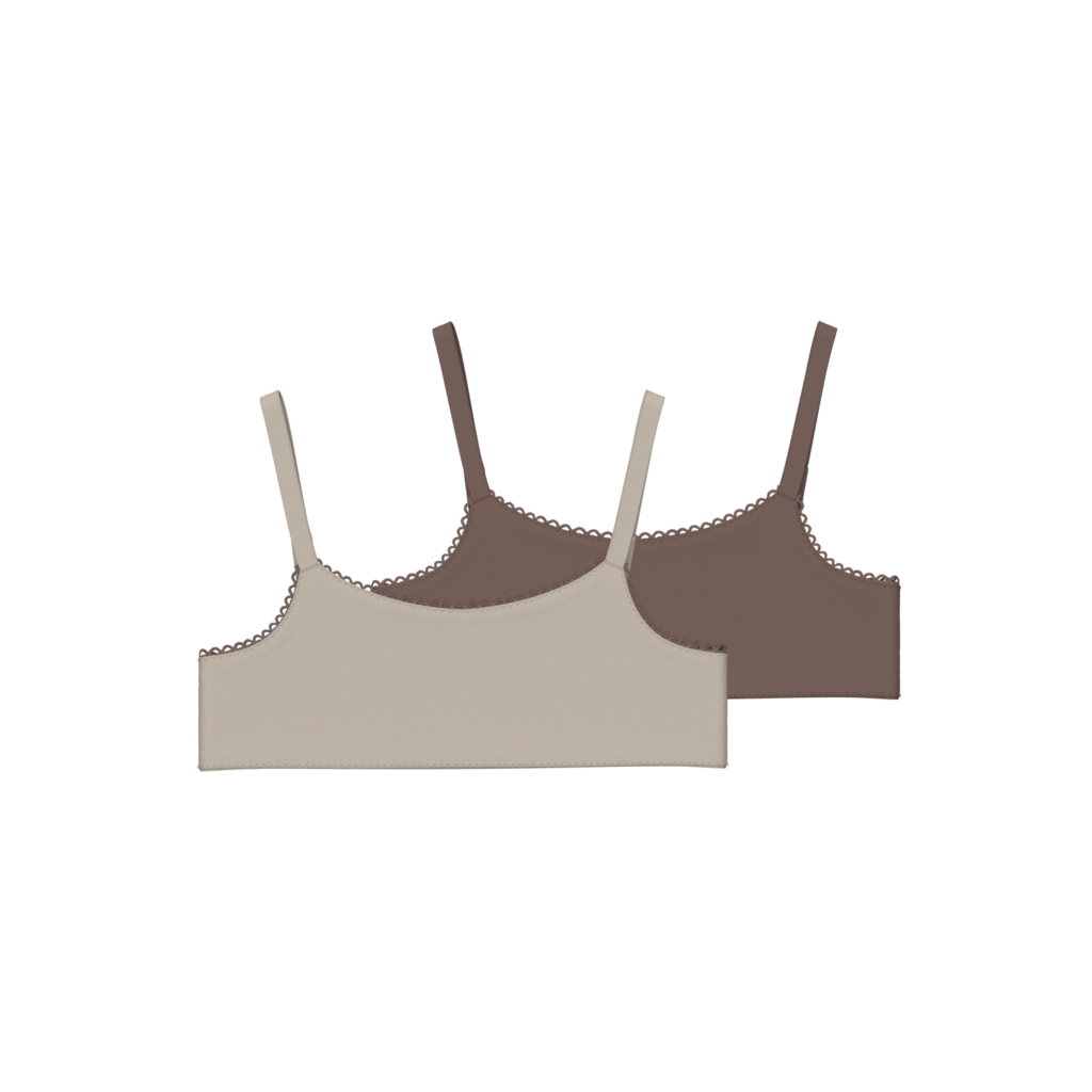2 Pak Korte Strop Toppe fra Name It - Brun og Beige