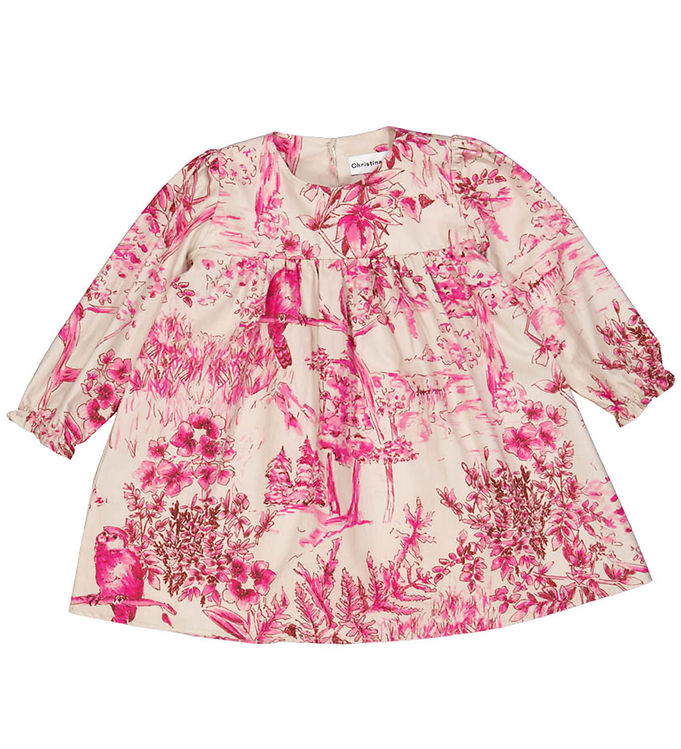 Beige Kjole med Pink Print fra Christina Rohde