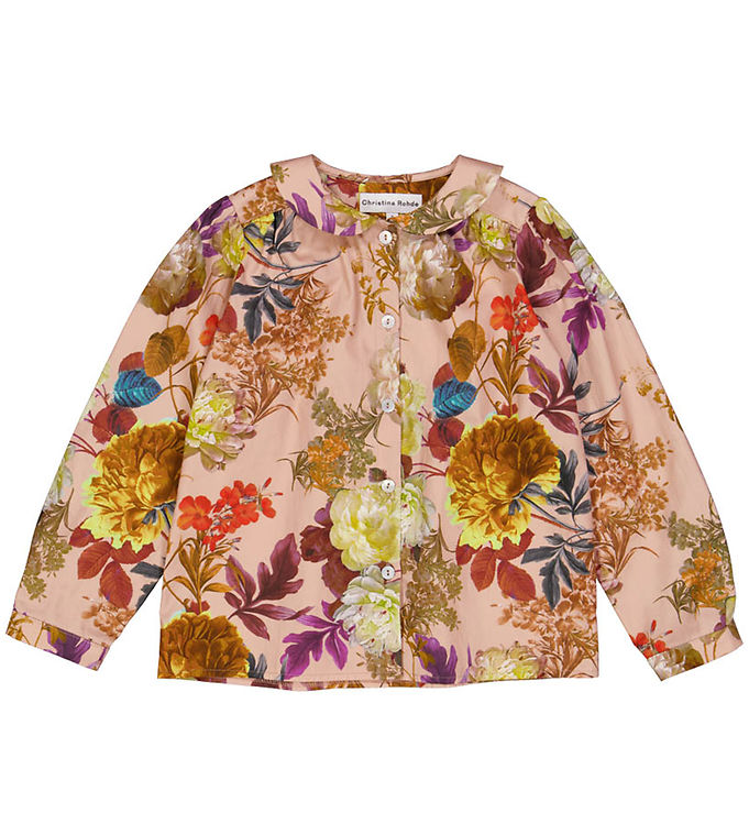 Bluse i støvet rosa med blomster fra Christina Rohde