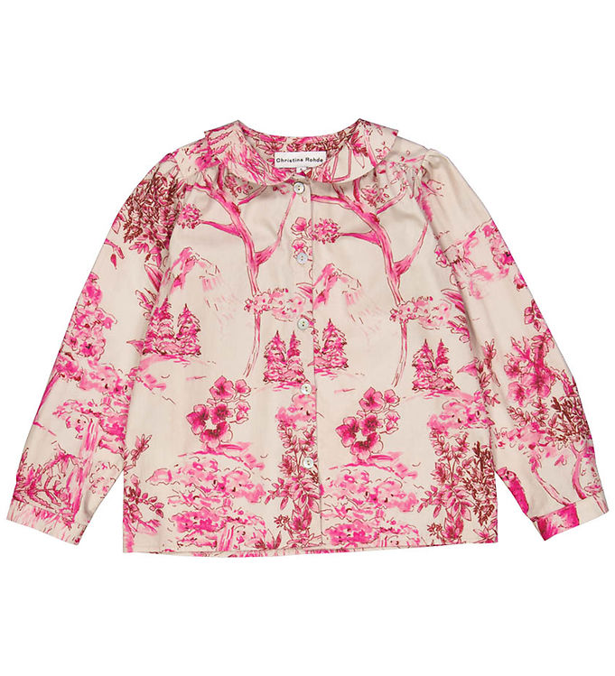 Bluse   Grå M. Pink Print fra Christina Rohde