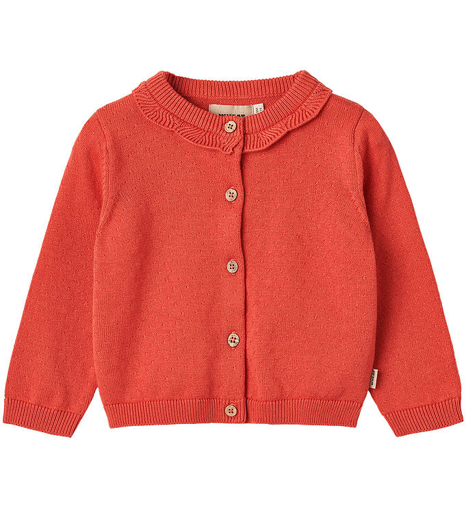 Amy Candy Red Strik Cardigan fra Wheat - Fantastisk Tilbud!