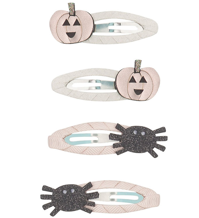 Halloween Hårspænder 4 Stk - Græskar og Edderkopper