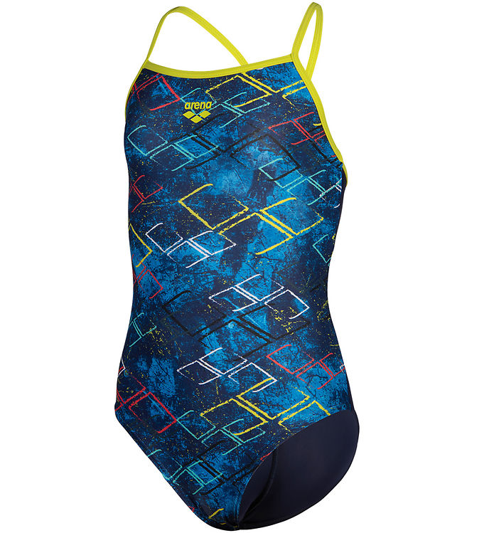 Arena Badedragt - Light Drop Back i Navy og Grøn Multi