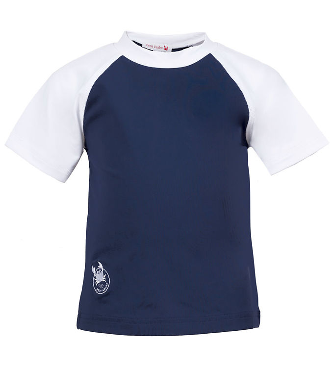 Badebluse   Raglan   Uv50+   Blue White fra Petit Crabe