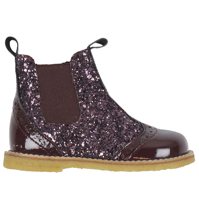 Angulus Chelsea Støvler i Aubergine med Glitter