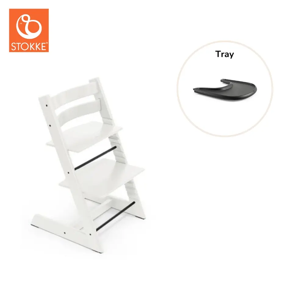 Højstol Inkl. Tray   Hvid Sort fra Stokkeâ®