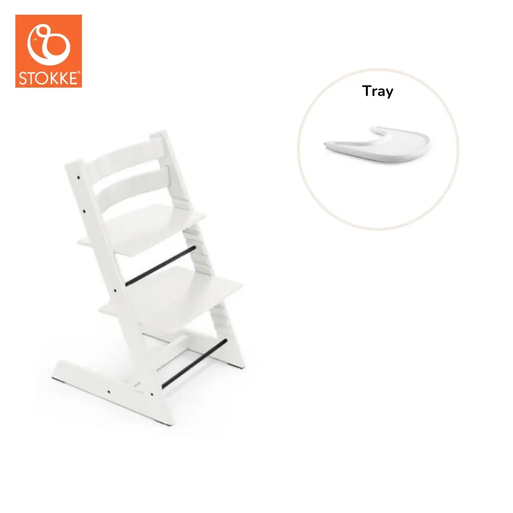 Højstol med Tray i Hvid fra Stokke® - Tilbud!