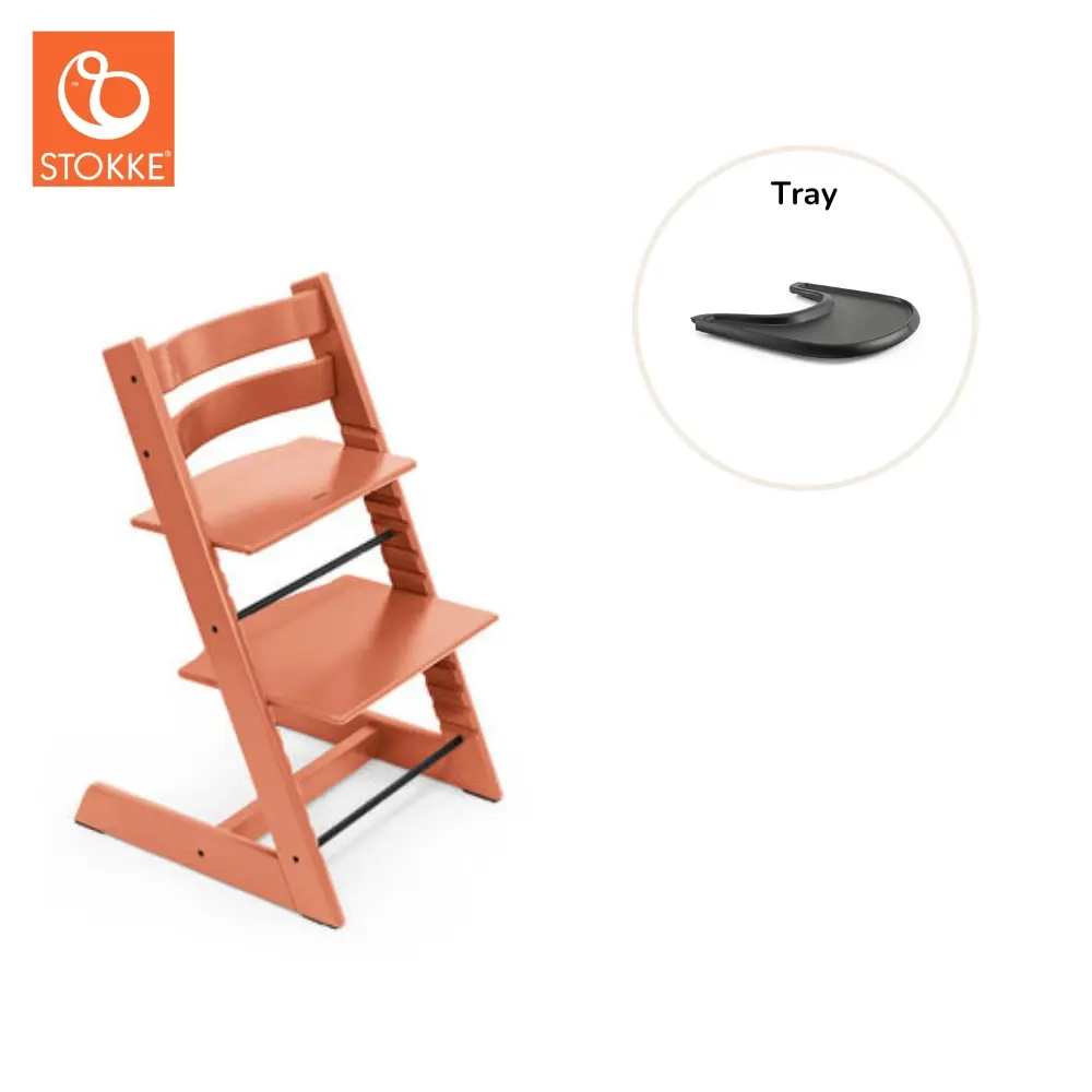 Højstol med Bakke i Terracotta Sort - Stokke® Tilbud!