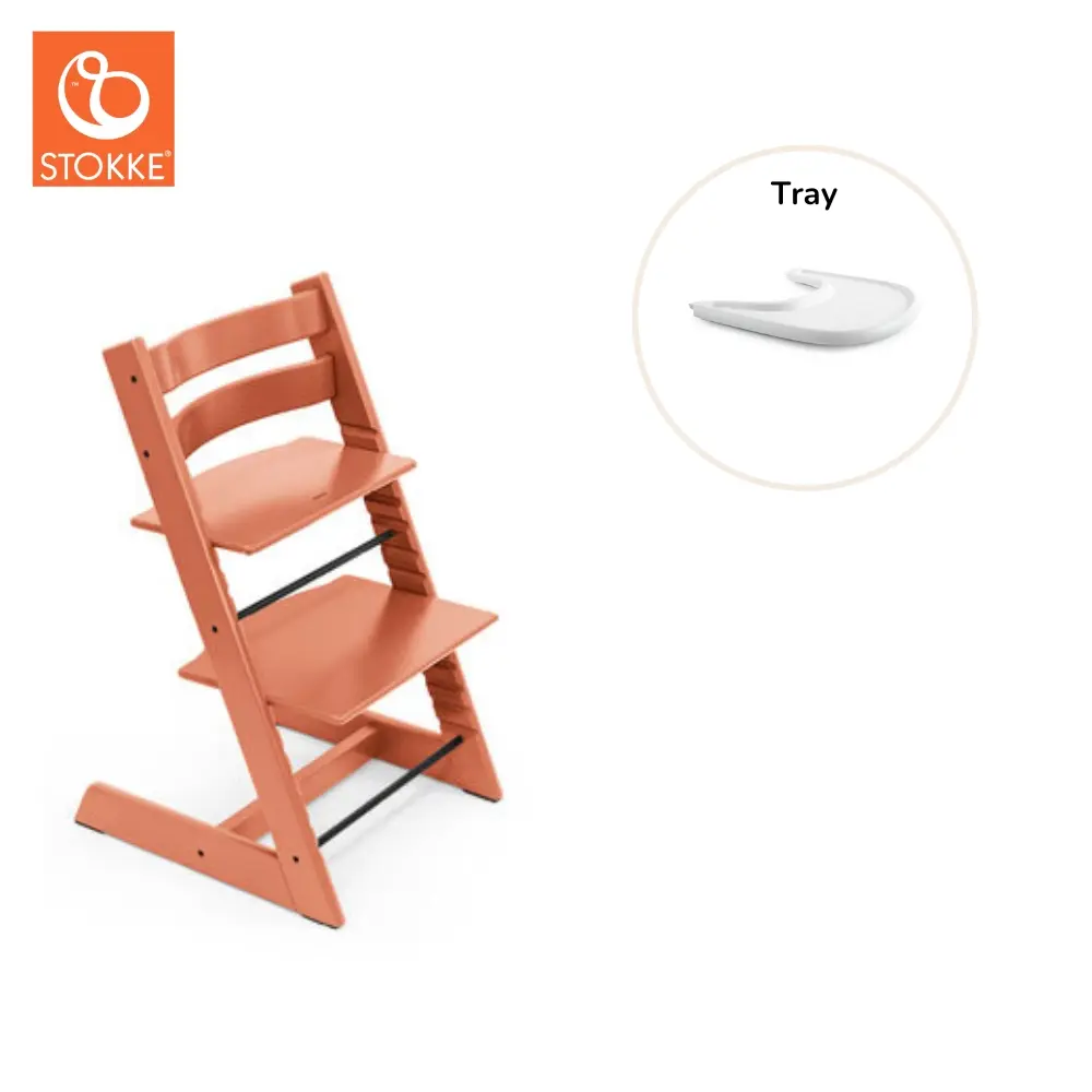 Højstol med Tray i Terracotta Hvid fra Stokke® - Tilbud!