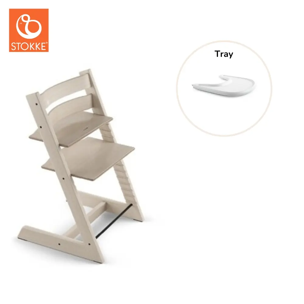 Højstol Inkl. Tray   Whitewash Hvid fra Stokkeâ®