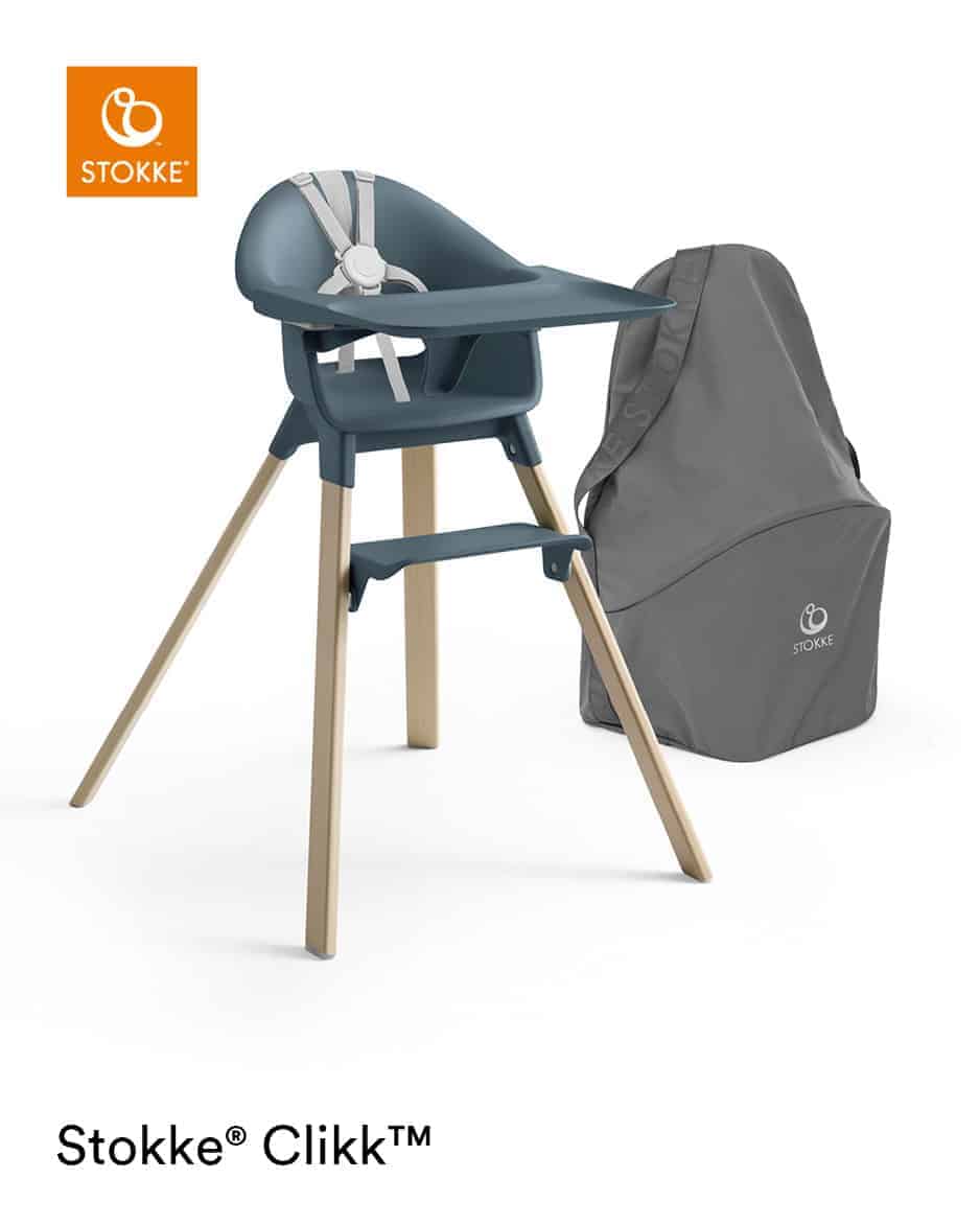 Clikk Højstol med Rejsetaske - Fjord Blue fra Stokke