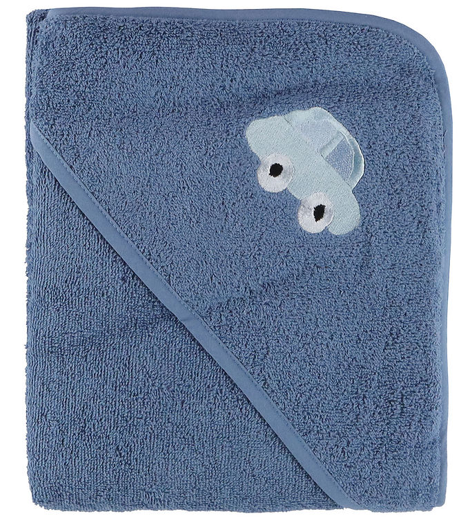 Babyhåndklæde 100x100 Cm Denim Blå med Bil - Tilbud!