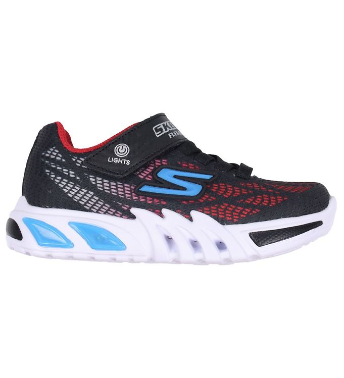 Blinkesko M. Lys - Skechers Flex Glow Elite i Sort/Rød/Blå