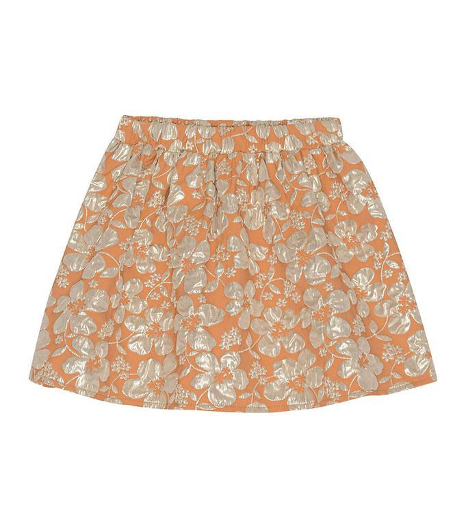 Blomsterprintet orange nederdel fra Christina Rohde
