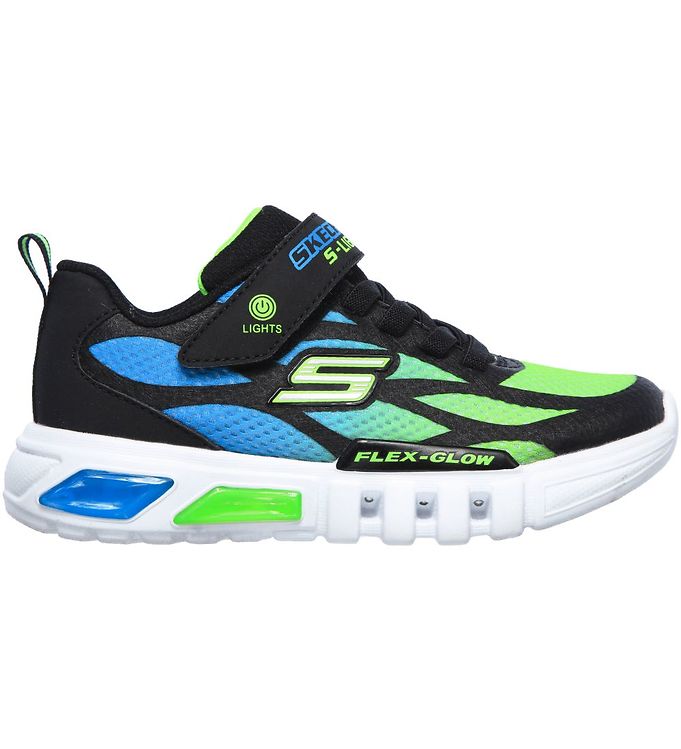 Blinkesko M. Lys Dezlo Sort Blå Lime fra Skechers