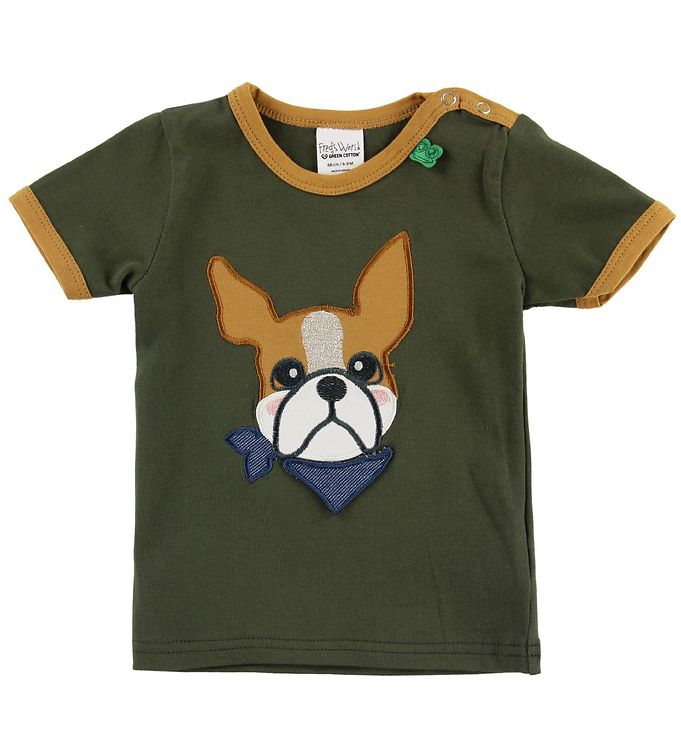 Armygrøn T-shirt med Bulldog fra Freds World