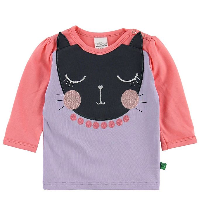 Bluse i Lavendel Koral med Kat fra Freds World