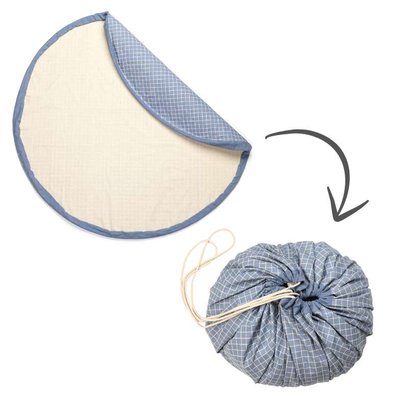 Opbevaringstæppe   Organic Grid   Blue fra Play & Go