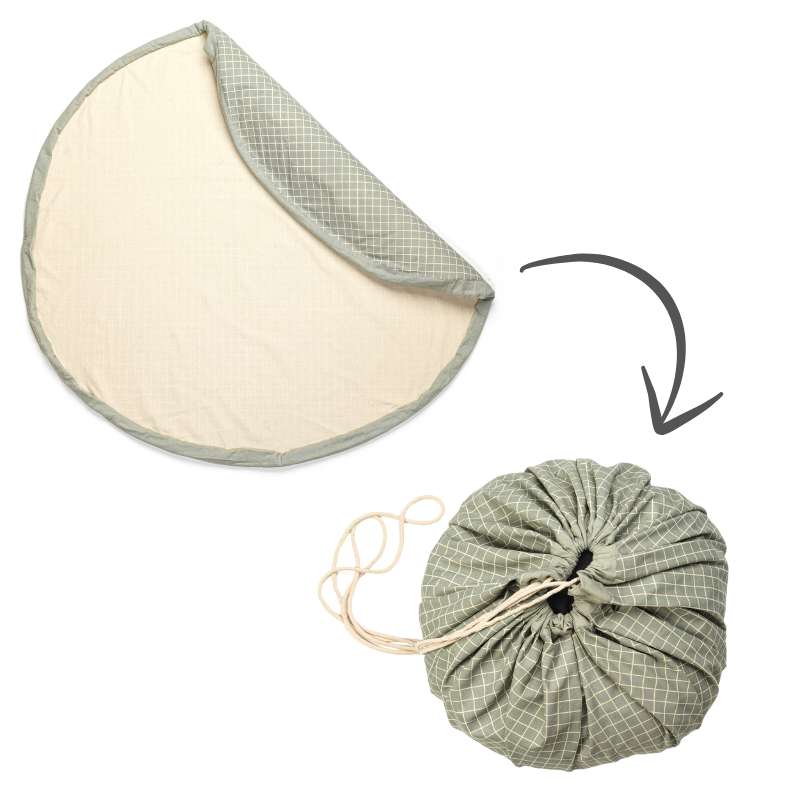 Opbevaringstæppe   Organic Grid   Green fra Play & Go