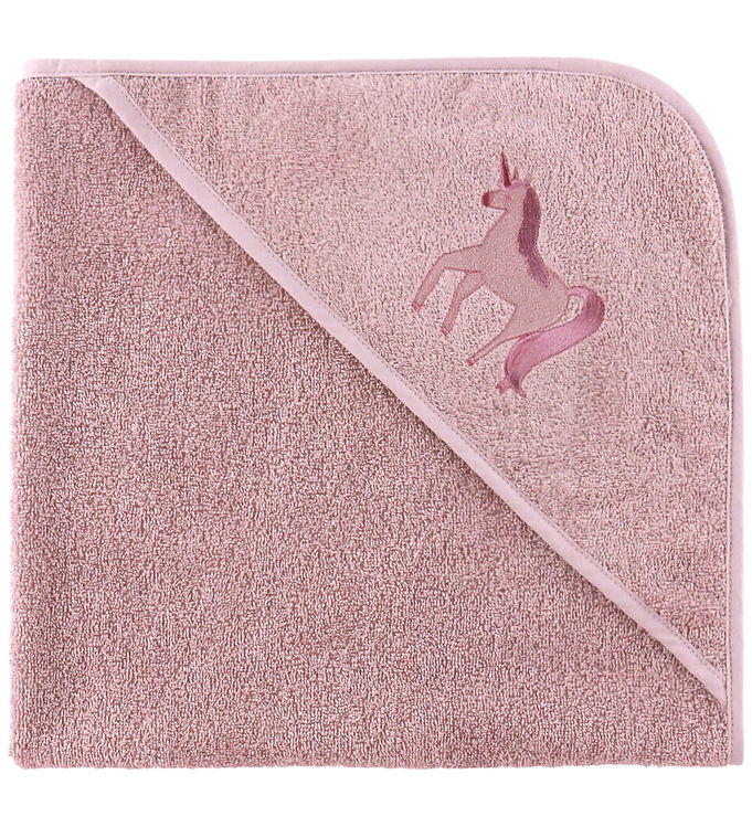 Babyhåndklæde 75x75 cm i rosa med enhjørning